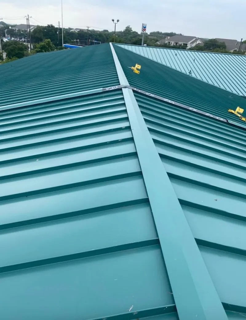 Green commercial metal roof ridge and valley for Metal Roof Repair in Medina